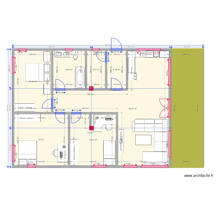 19.10.2 07 73. Plan de 8 pièces et 118 m2