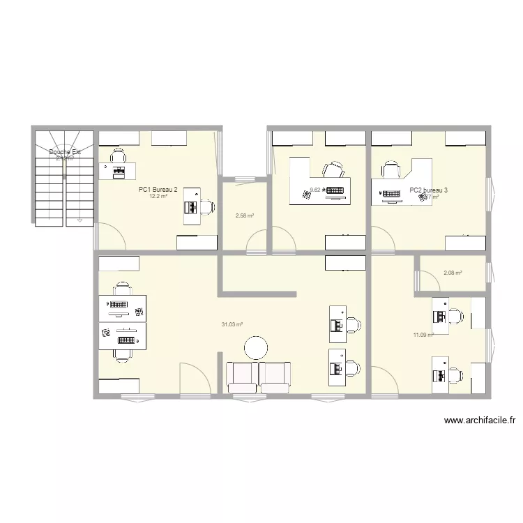 Plan bureau Leproserie Rez de chaussee. Plan de 