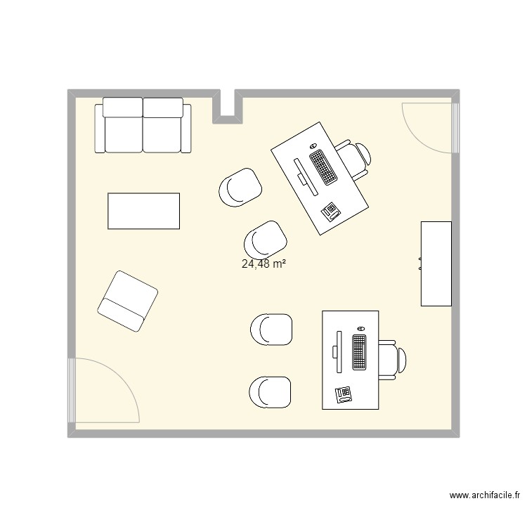 AGENCE. Plan de 1 pièce et 24 m2