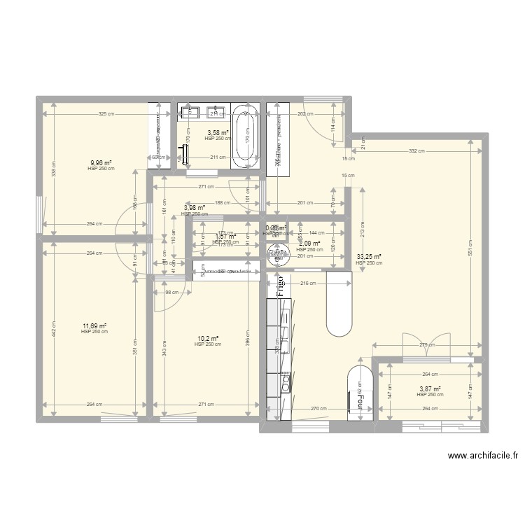 appart michèle etat existant. Plan de 0 pièce et 0 m2