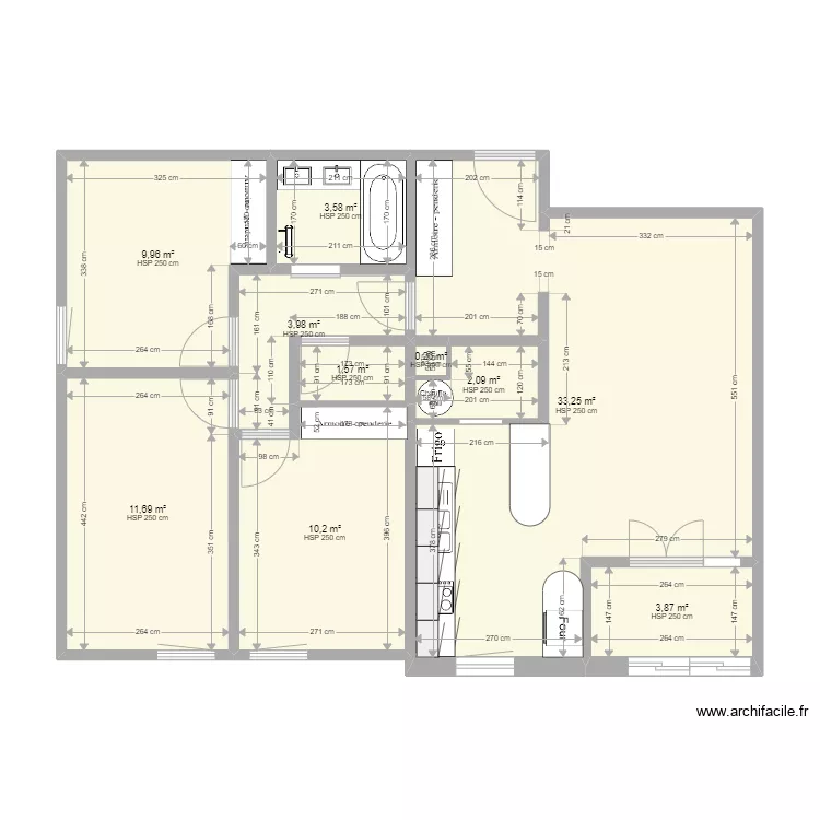 appart mich&egrave;le etat existant. Plan de 