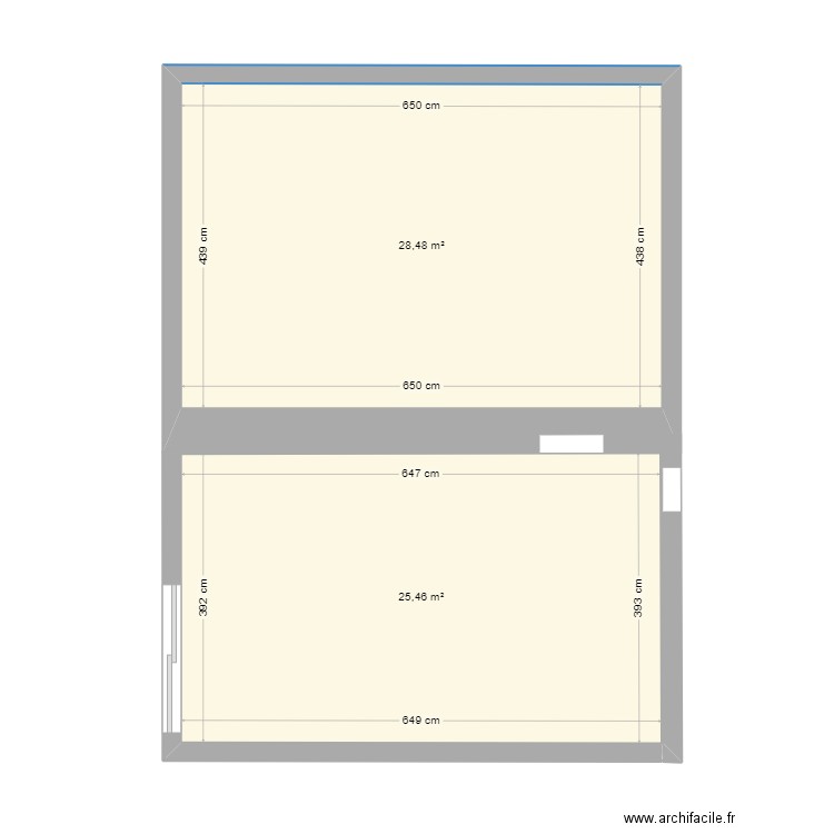 studio. Plan de 2 pièces et 54 m2