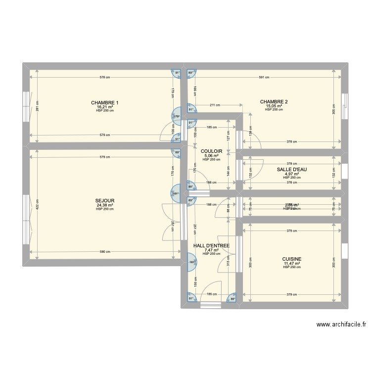 Plan 1. Plan de 8 pièces et 87 m2