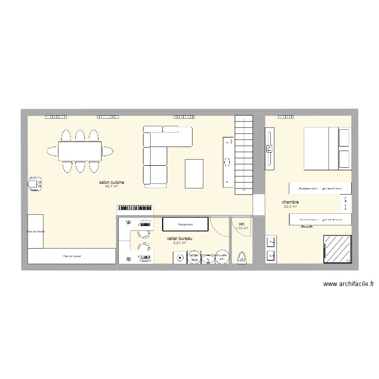 maison. Plan de 4 pièces et 80 m2