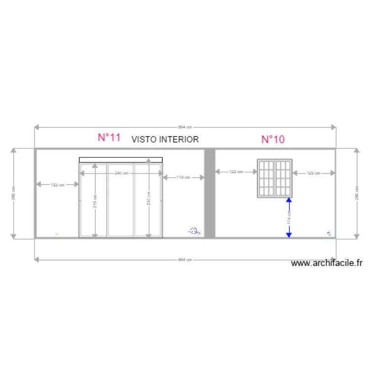 Mur salon 1 croisillon. Plan de 