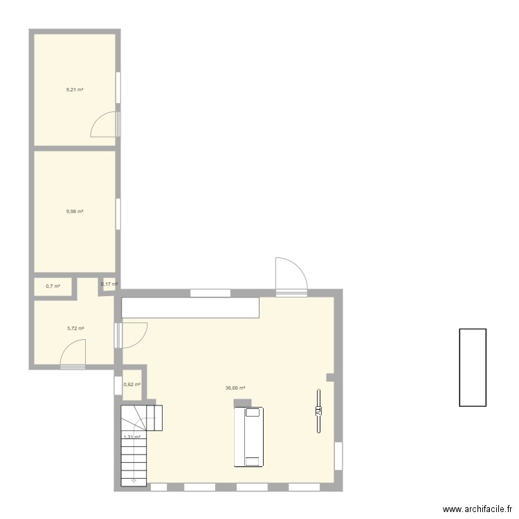 LES2L. Plan de 8 pièces et 64 m2