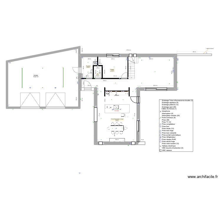 schéma élec rdc - Plan 10 pièces 158 m2 dessiné par CamilleRaluca3
