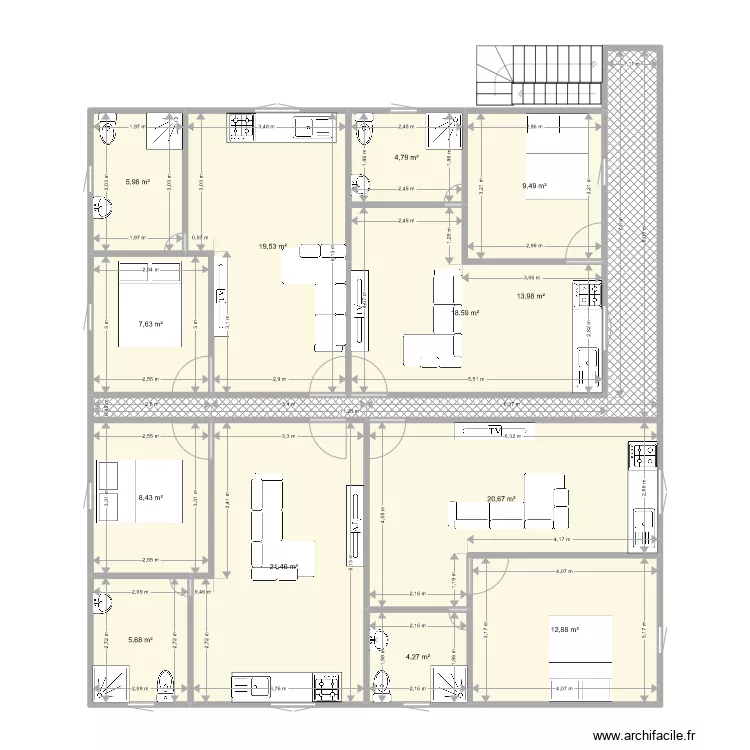 Appartements T2 Brk97670. Plan de 
