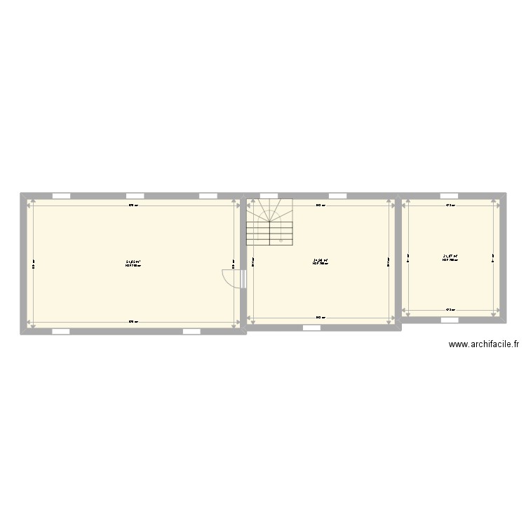 Plan structure 1er étage. Plan de 3 pièces et 109 m2