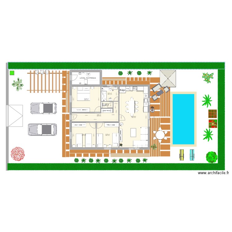 gîte. Plan de 7 pièces et 88 m2