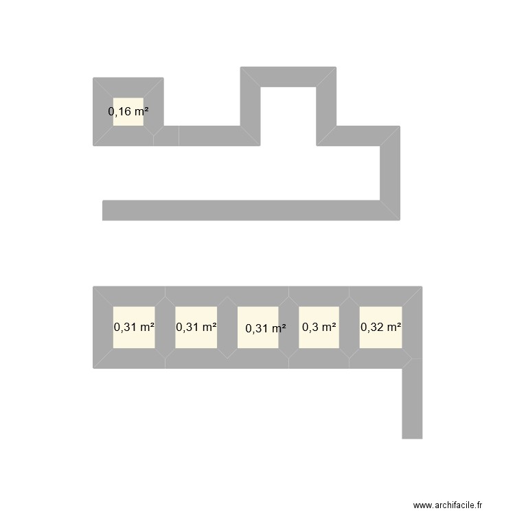 caves. Plan de 6 pièces et 2 m2