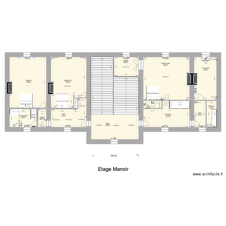 étage Bois Adam (Manoir). Plan de 13 pièces et 275 m2