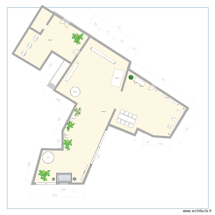 SKN. Plan de 2 pièces et 301 m2