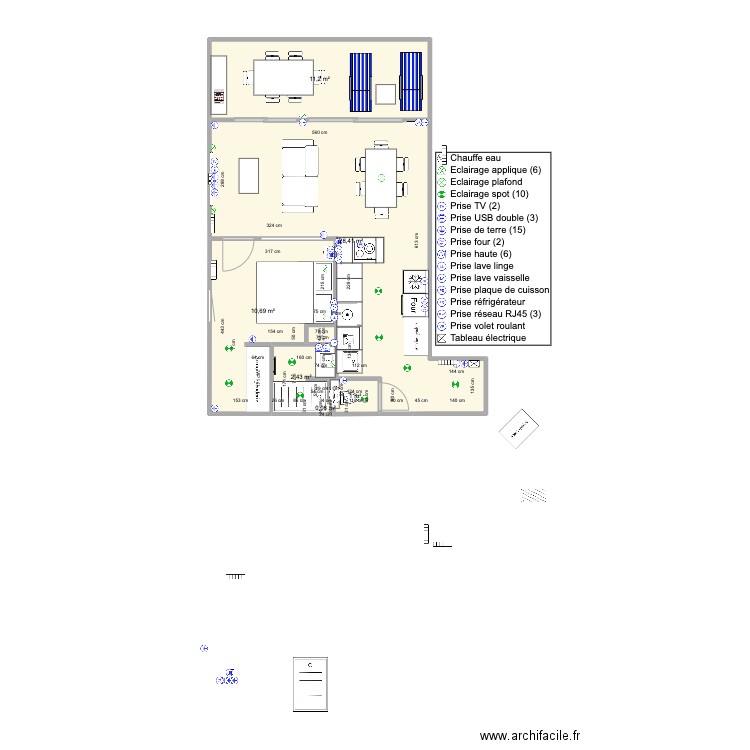 Santa Clara 2 face mer 43m2 V1.1. Plan de 0 pièce et 0 m2