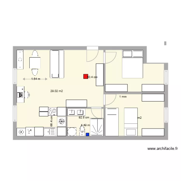 apartamendua poteau eaux us&eacute;es sans d&eacute;barras version 2. Plan de 