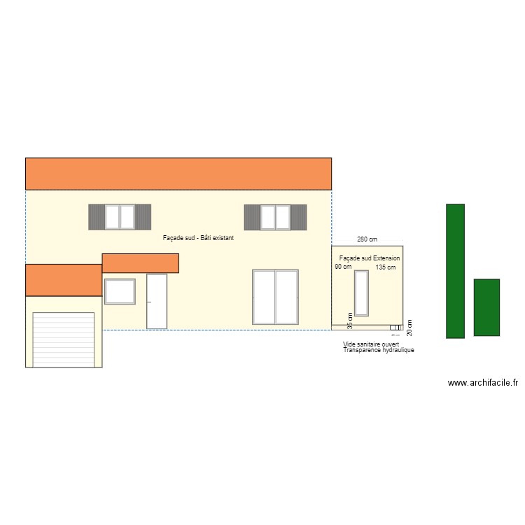 DP4 - Façade sud. Plan de 0 pièce et 0 m2