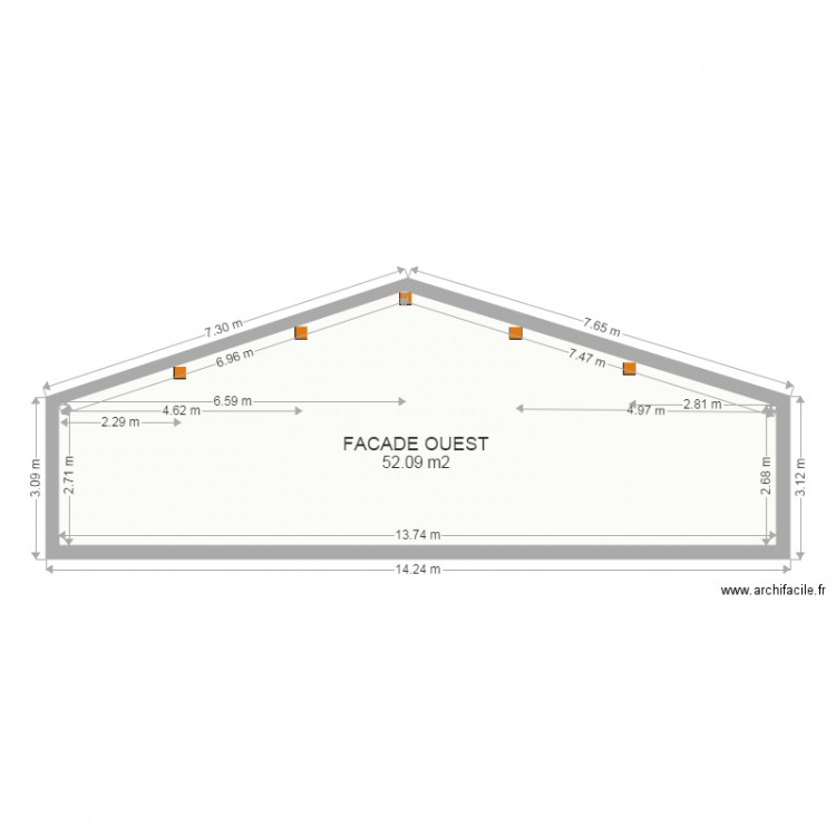 FACADE OUEST APT 302. Plan de 0 pièce et 0 m2