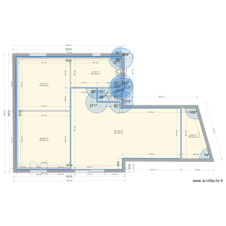 valayans 2. Plan de 7 pièces et 78 m2