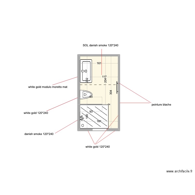 SDB détails 3. Plan de 1 pièce et 5 m2
