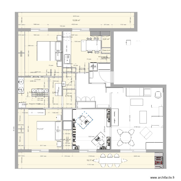 t4fino9. Plan de 12 pièces et 75 m2