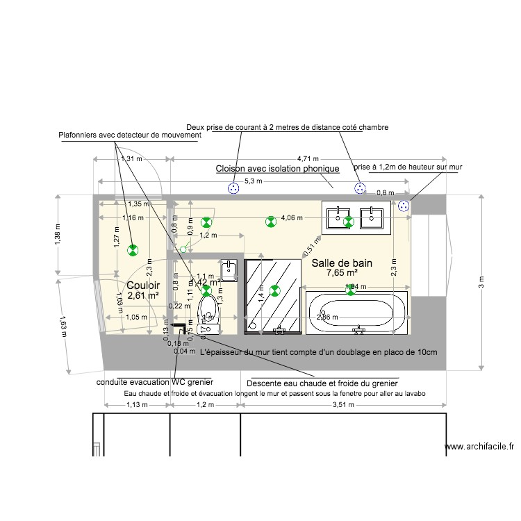 Salle de bain 1er v1. Plan de 0 pièce et 0 m2