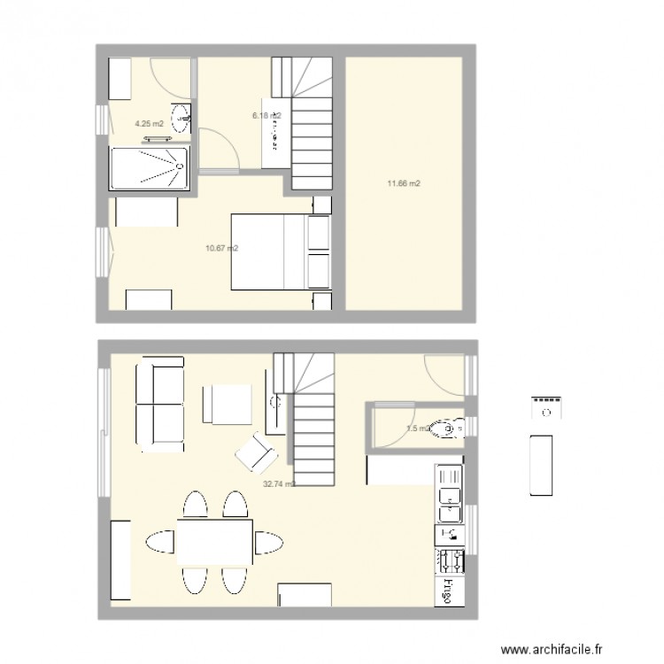 plan appart PG 1. Plan de 0 pièce et 0 m2