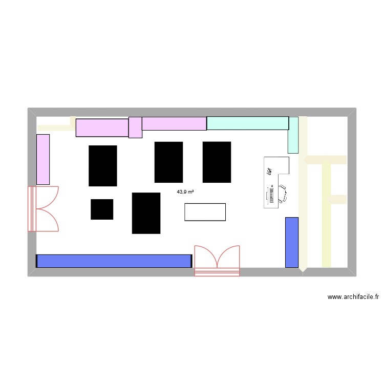 Nocibé. Plan de 1 pièce et 44 m2
