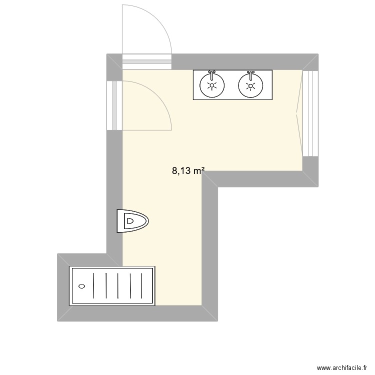 salle de bain. Plan de 1 pièce et 8 m2