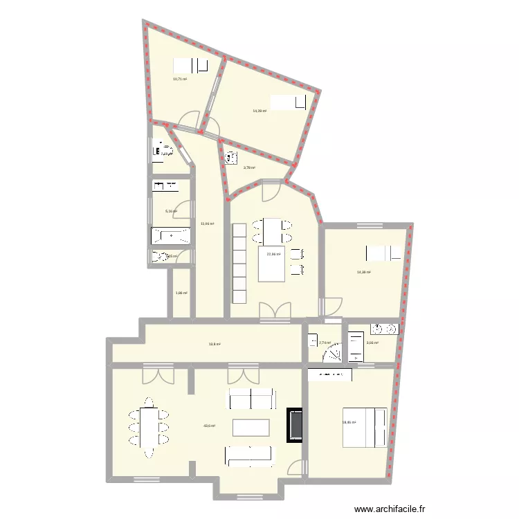 godard 2. Plan de 15  et 171 m²