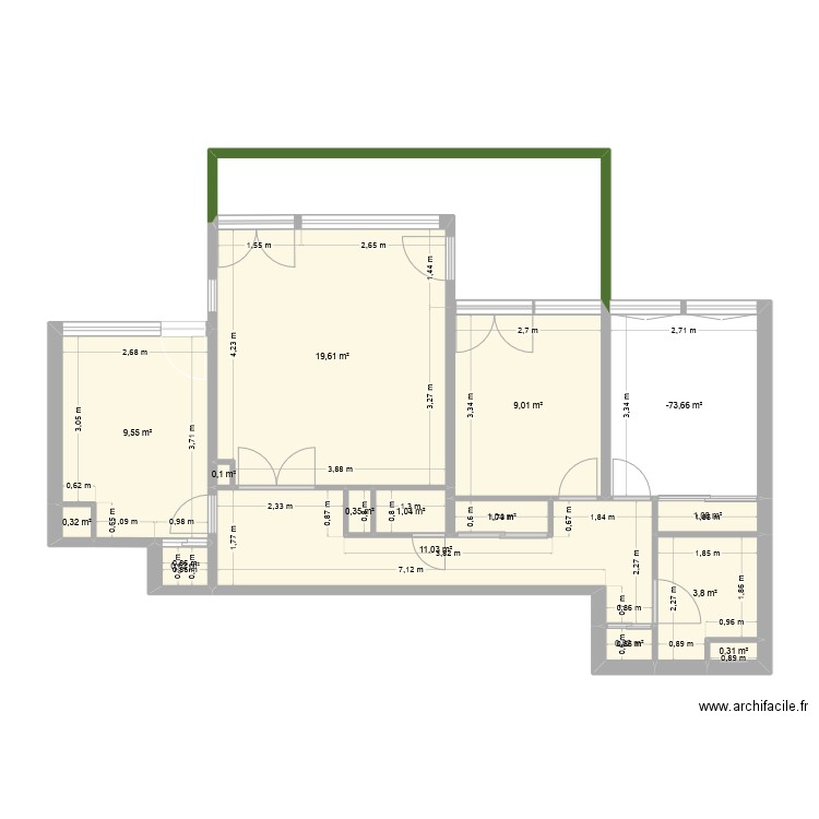 Les Ulis 3 bois du Roi V4. Plan de 12 pièces et 68 m2