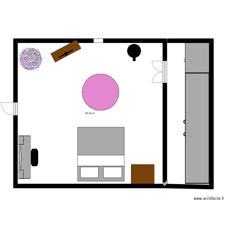 chambre. Plan de 1 pièce et 85 m2