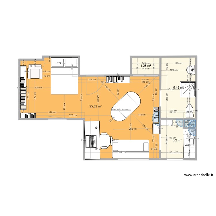 Nympheas 4. Plan de 5 pièces et 36 m2