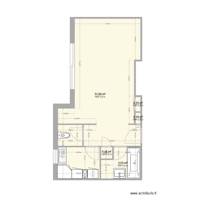 Appartement 302. Plan de 5 pièces et 36 m2