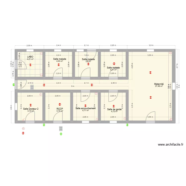 KALO CS B&acirc;timent N&deg;1 - V1 nov25. Plan de 9  et 63 m²