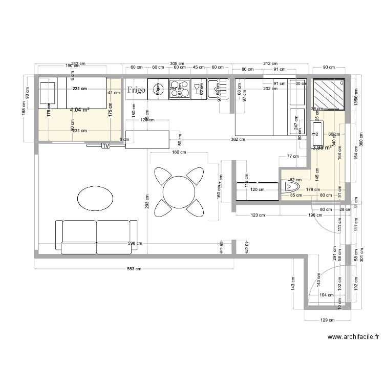 Guillemette Pornichet V6. Plan de 2 pièces et 8 m2