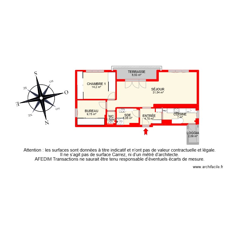 BI 29603. Plan de 17 pièces et 102 m2