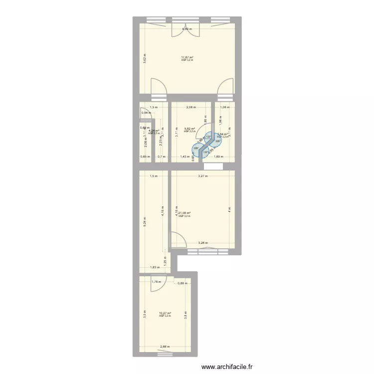1er 222 situation existante. Plan de 6 Pièces et 63 m² 1er 222 situation existante. Plan de 6 Pièces et 63 m²