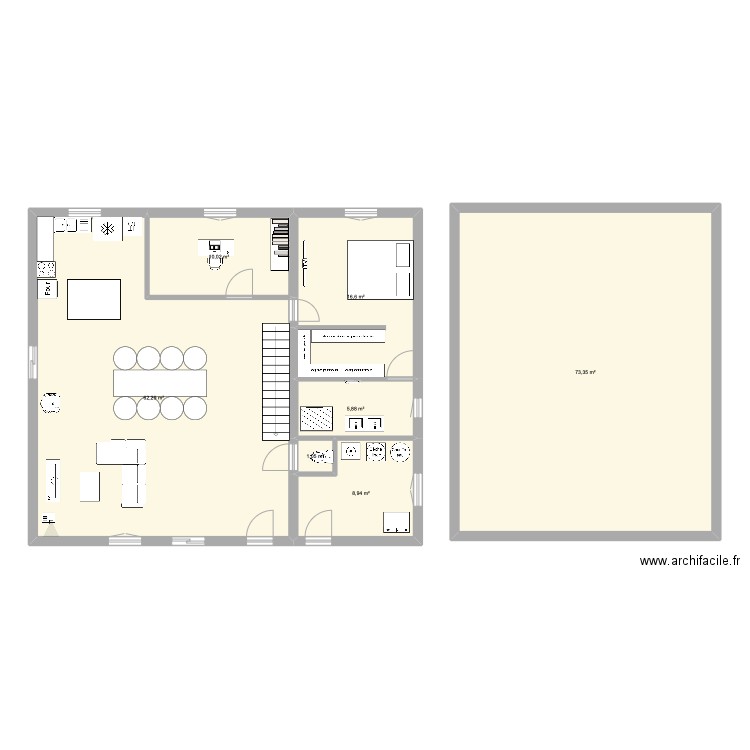 La Forge. Plan de 7 pièces et 178 m2
