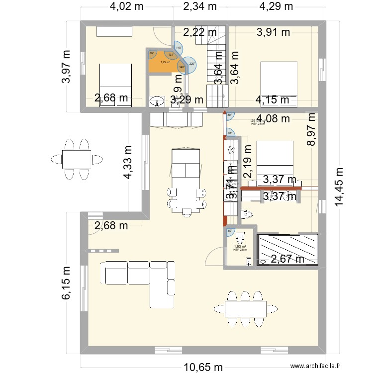 plan permis puisserguier 3. Plan de 3 pièces et 49 m2