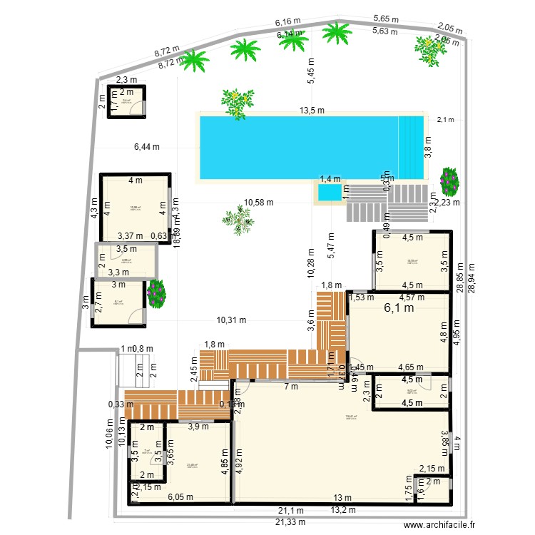 Villa 1 POOL 13.5-V2. Plan de 9 pièces et 204 m2