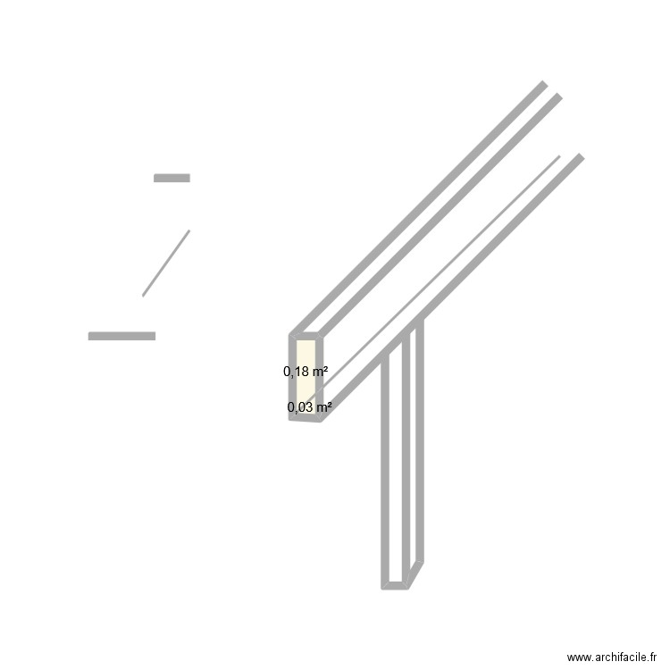 poteaux. Plan de 2 pièces et 0 m2