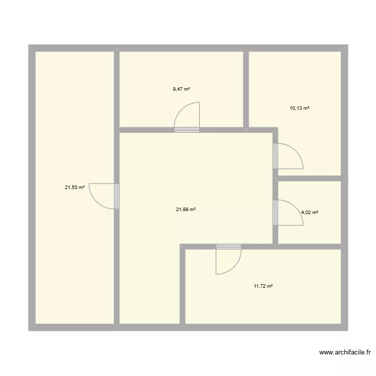 4 te 6  jamaa RDC. Plan de 6  et 79 m²