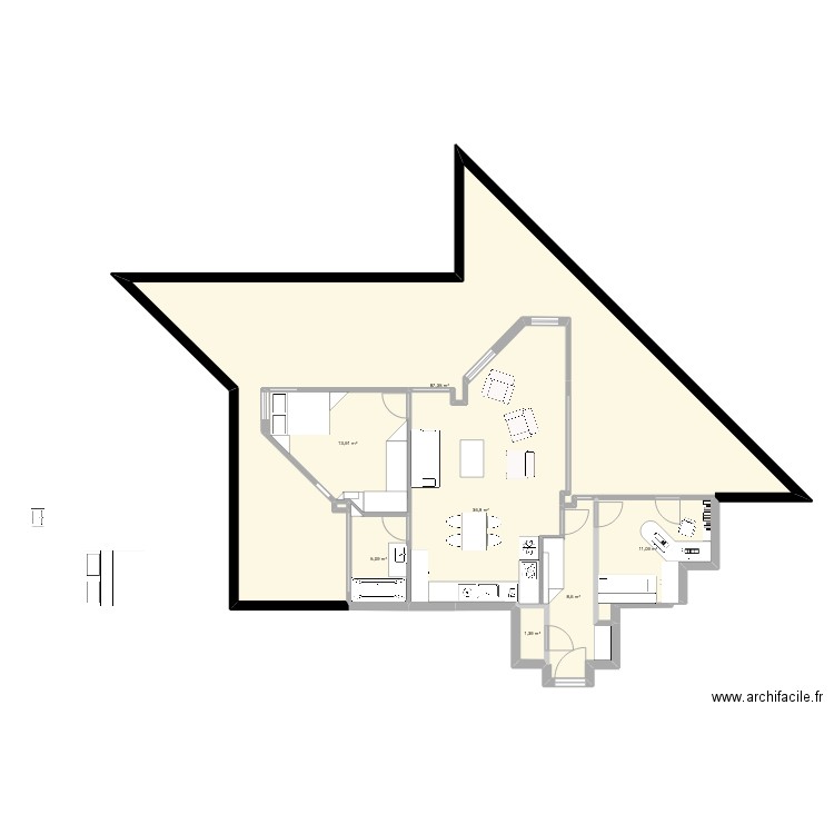 Renaudie précis v1. Plan de 8 pièces et 164 m2