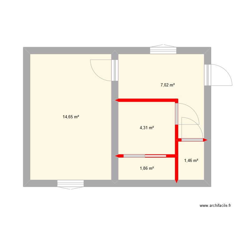 I2Etage21Gauche. Plan de 5 pièces et 29 m2