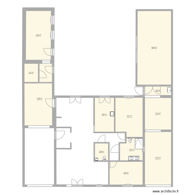 Compère Guilleri JJ10. Plan de 12 pièces et 133 m2