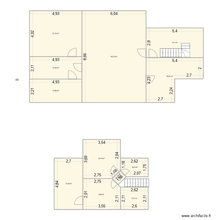 RDC. Plan de 12 pièces et 173 m2