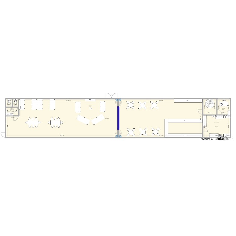 Local La Ramée 1er étage. Plan de 7 pièces et 263 m2