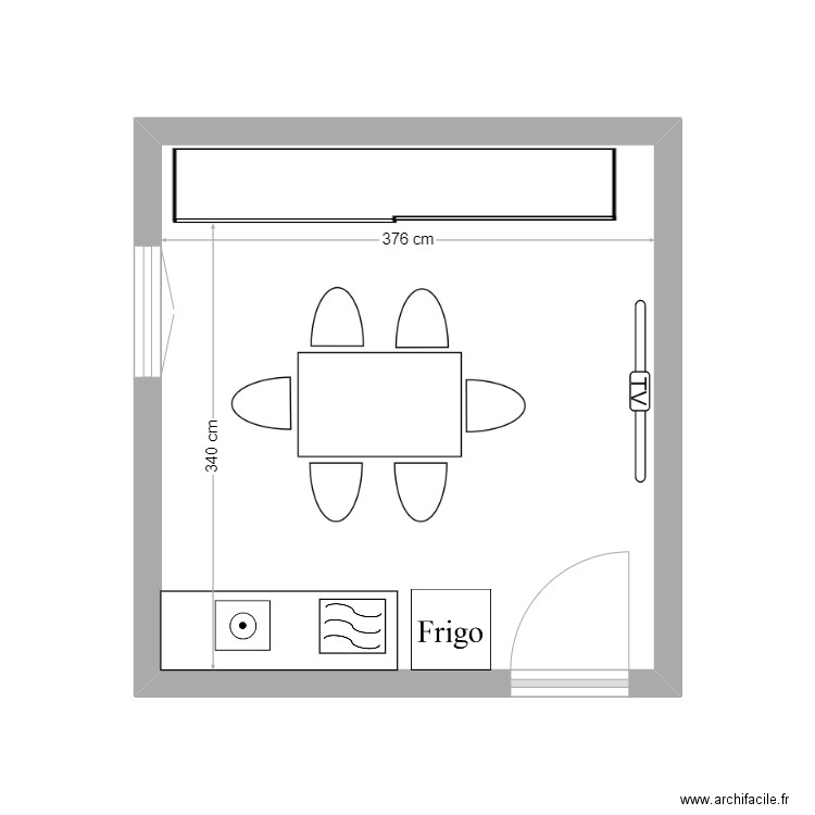 Salle de pause. Plan de 1 pièce et 15 m2