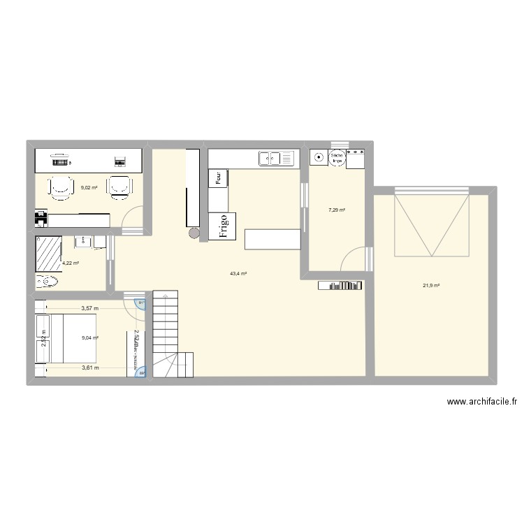 Maison 1. Plan de 6 pièces et 95 m2