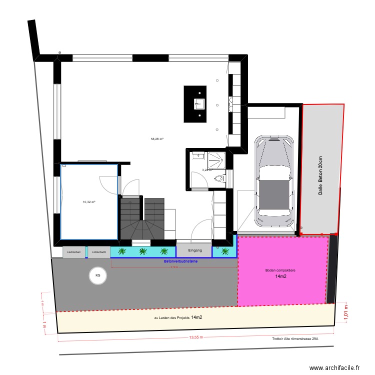 Sanierung PP. Plan de 3 pièces et 76 m2